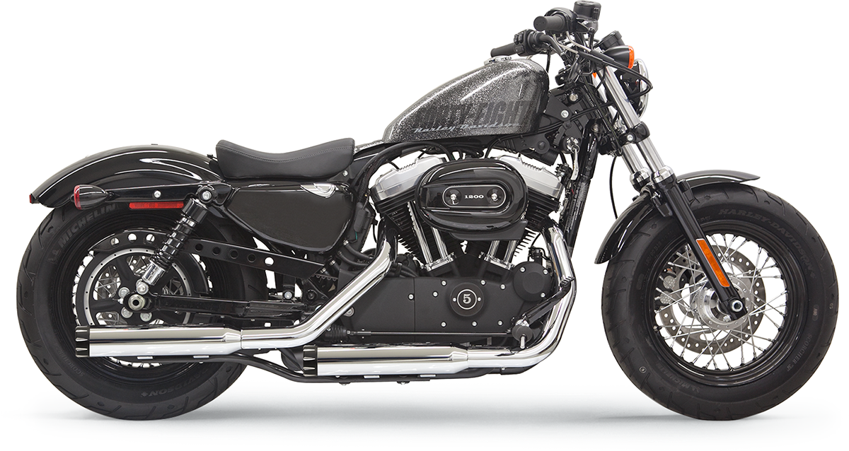 BASSANI XHAUST Firepower Series Slip-On Mufflers - Chrome/Black - Fluted - Sportster