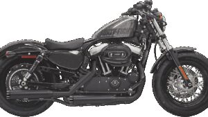 BASSANI XHAUST Firepower Series Slip-On Mufflers - Black - Fluted - Sportster
