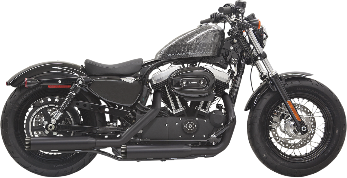 BASSANI XHAUST Firepower Series Slip-On Mufflers - Black - Fluted - Sportster
