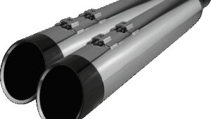 KHROME WERKS 4-1/2" HP-Plus® Slip-On Mufflers - Chrome with Edge Tip