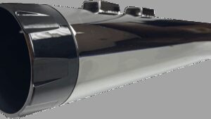 BASSANI XHAUST 4-1/2" Straight Can Slip-On Mufflers - Chrome with Black End Cap - Twin Cam Touring