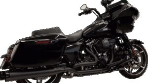 BASSANI XHAUST 4-1/2" Straight Can Slip-On Mufflers - Black with Black End Cap - Twin Cam Touring