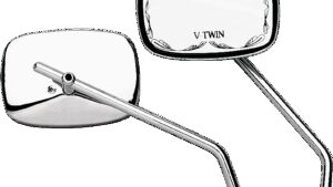 EMGO Mirror - Die-Cast - V-Twin Scrolled - Side View - Rectangle - M10 x 1.25 - Chrome - Left