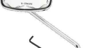 EMGO Mirror - Die-Cast - V-Twin Scrolled - Side View - Rectangle - M10 x 1.25 (Left Hand) - Chrome