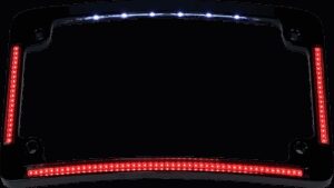 CUSTOM DYNAMICS License Plate Frame - Red/White LED - Gloss Black