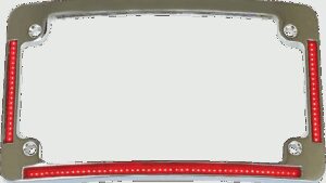 CUSTOM DYNAMICS License Plate Frame - Red/White LED - Chrome
