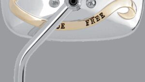 EMGO Mirror - "Live to Ride" - Side View - Rectangle - Gold/Chrome - Left