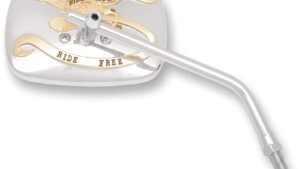 EMGO Mirror - "Ride Free" - Side View - Rectangle - M10 x 1.25 - Gold/Chrome - Right