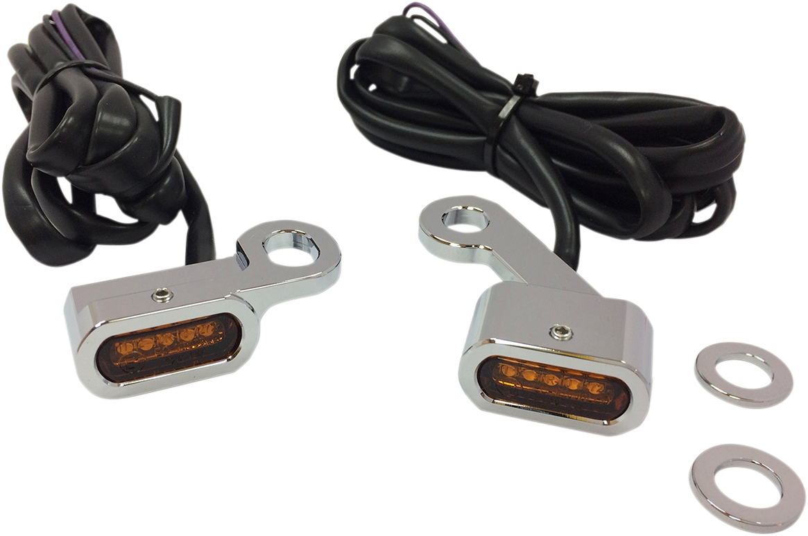DRAG SPECIALTIES LED Handlebar Marker Lights - XL - Chrome/Amber