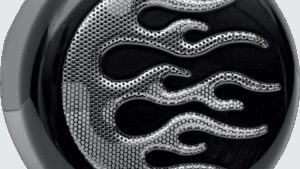 DRAG SPECIALTIES Horn Cover - Black with Chrome Flame