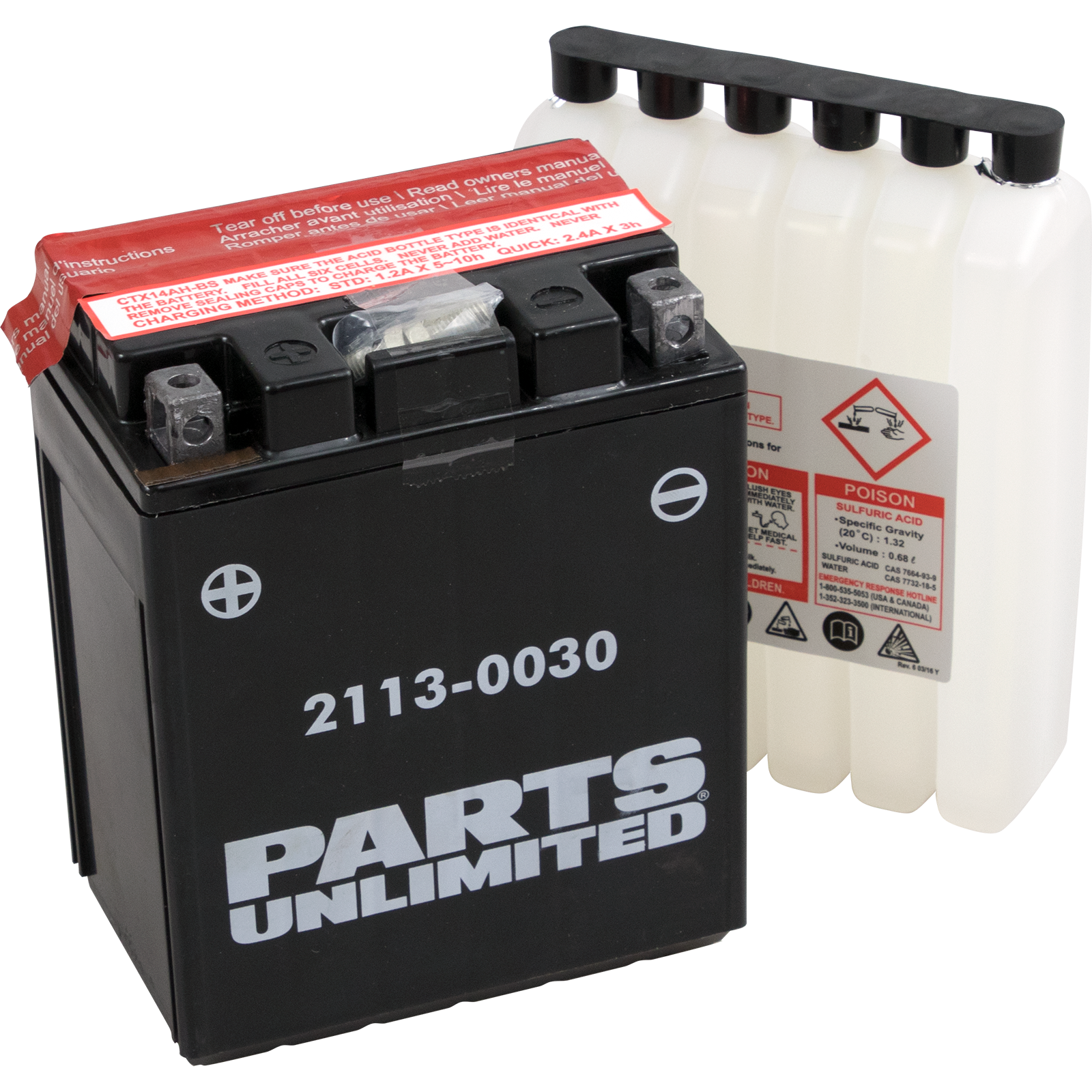 PARTS UNLIMITED AGM Battery - YTX14AHBS .798L