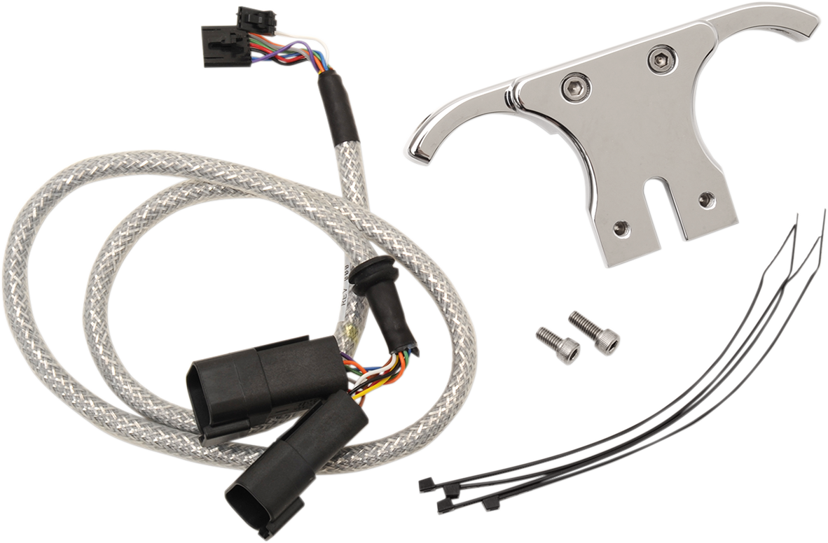 DAKOTA DIGITAL Chrome Handlebar Clamp Mount with T-Bar Drag Bar - Includes Wiring Harness