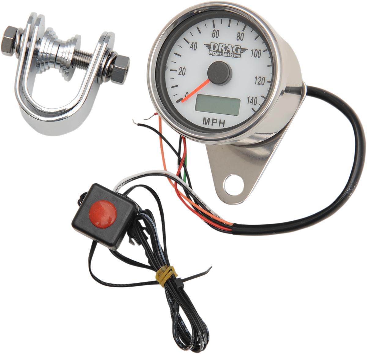 DRAG SPECIALTIES Programmable Mini Electronic Speedometer with Odometer/Tripmeter - 2.4" - Polished