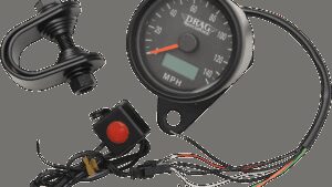 DRAG SPECIALTIES Programmable Mini Electronic Speedometer with Odometer/Tripmeter - 2.4" - Matte Black