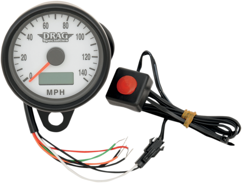 DRAG SPECIALTIES Programmable Mini Electronic Speedometer with Odometer/Tripmeter - 2.4" - Black