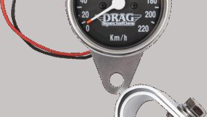 DRAG SPECIALTIES 2.4" KPH Mini LED Mechanical Speedometer/Indicators - Chrome Housing - Black Face - 2:1