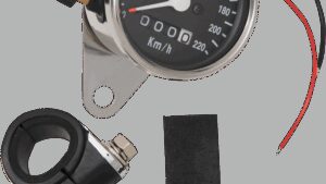 DRAG SPECIALTIES 2.4" KPH Mini LED Mechanical Speedometer/Indicators/Trip - Chrome Housing - Black Face - 2:1