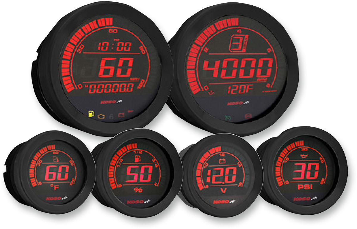 KOSO NORTH AMERICA Universal 6-Piece Gauge Kit - Black