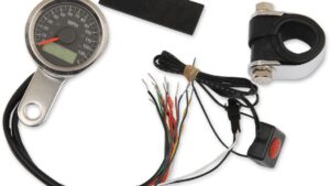 DRAG SPECIALTIES Programmable Speedometer with Indicator Lights - Natural - 140 MPH LED Black Face - 1-7/8"