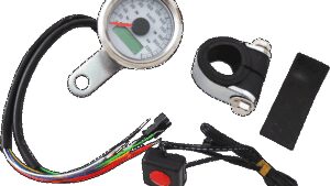 DRAG SPECIALTIES 1-7/8" Programmable Speedometer with Indicator Lights - Stainless Steel - 220 KPH LED White Face
