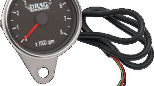 DRAG SPECIALTIES Mini Electronic Tachometer - Polished - Backlit LED Black Face - 2.4"