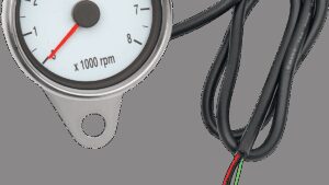 DRAG SPECIALTIES Mini Electronic Tachometer - Polished - Backlit LED White Face - 2.4"