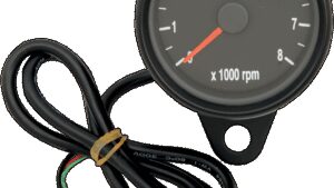 DRAG SPECIALTIES Mini Electronic Tachometer - Black - Backlit LED Black Face - 2.4"