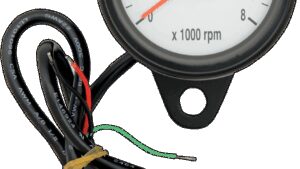 DRAG SPECIALTIES Mini Electronic Tachometer - White - Backlit LED Black Face - 2.4"