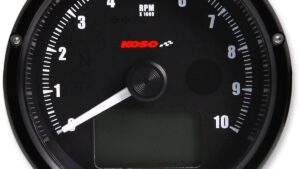KOSO NORTH AMERICA TNT-01R Universal Electronic Speedometer/Tachometer - Black Face/Casing