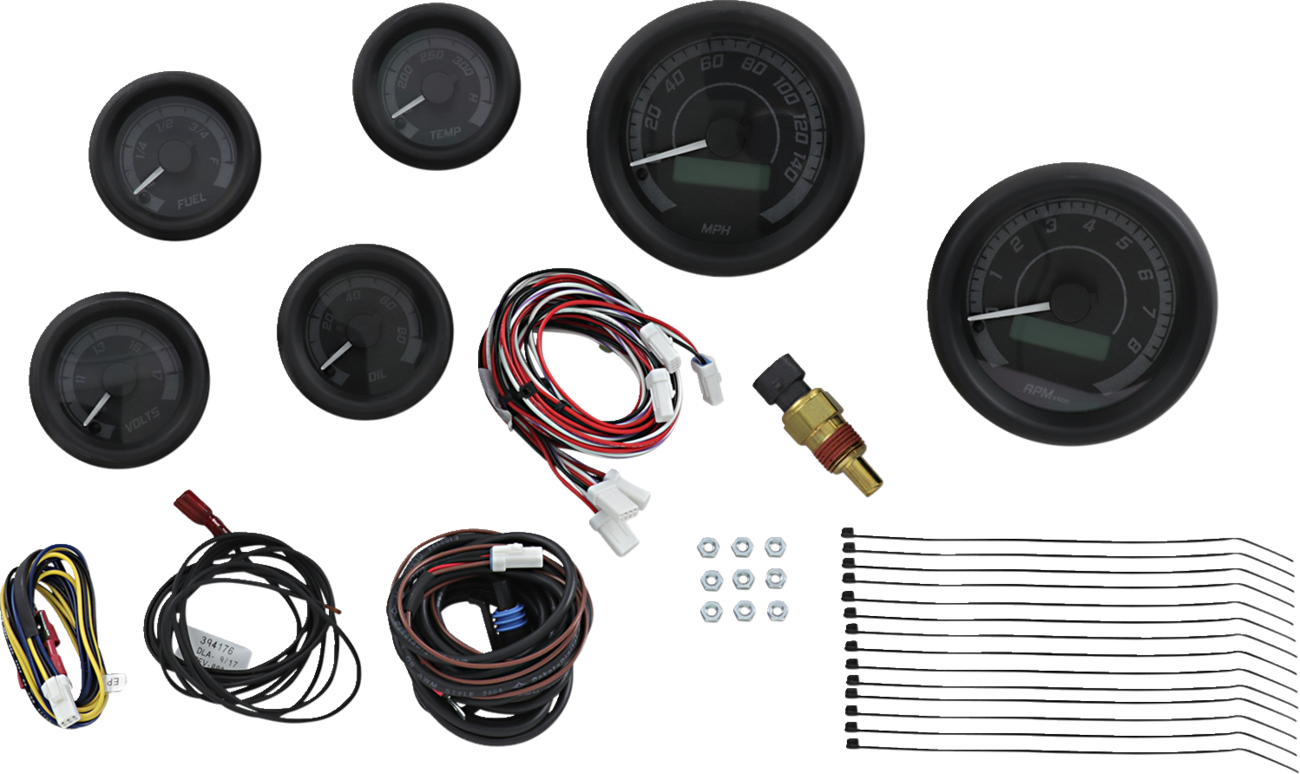 DAKOTA DIGITAL MVX-8K Series Analog/Digital 6-Gauge Kit - Black Bezel - Black Face with Gray Background