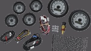 DAKOTA DIGITAL MVX-8K Series Analog/Digital 6-Gauge Kit - Black Bezel - White Face with Gray Background