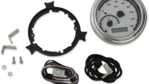 DAKOTA DIGITAL MVX Series Fatbob Analog/Digital Gauge System - White/Gray/Chrome