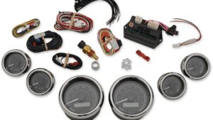 DAKOTA DIGITAL MVX-8K Series Analog 6-Gauge Kit - Chrome Bezel - Black Face with Gray Background