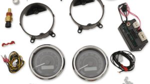 DAKOTA DIGITAL MVX-8K Series Analog/Digital 2-Gauge Kit - Chrome Bezel - Black Face with Gray Background