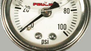 FEULING PARTS Liquid Filled Oil Pressure Gauge - 1.5" Dial - 1/8" NPT Bottom Port - White Face