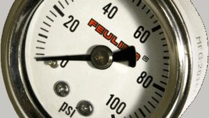 FEULING PARTS Liquid Filled Oil Pressure Gauge - 1.5" Dial - 1/8" Back Port - White Face