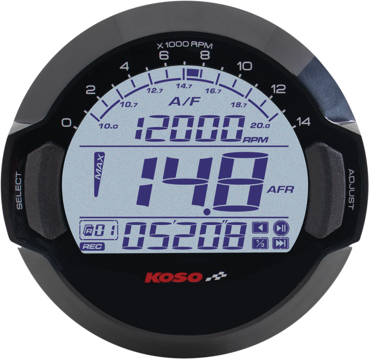 KOSO NORTH AMERICA Air/Fuel Gauge - Black - 6ft
