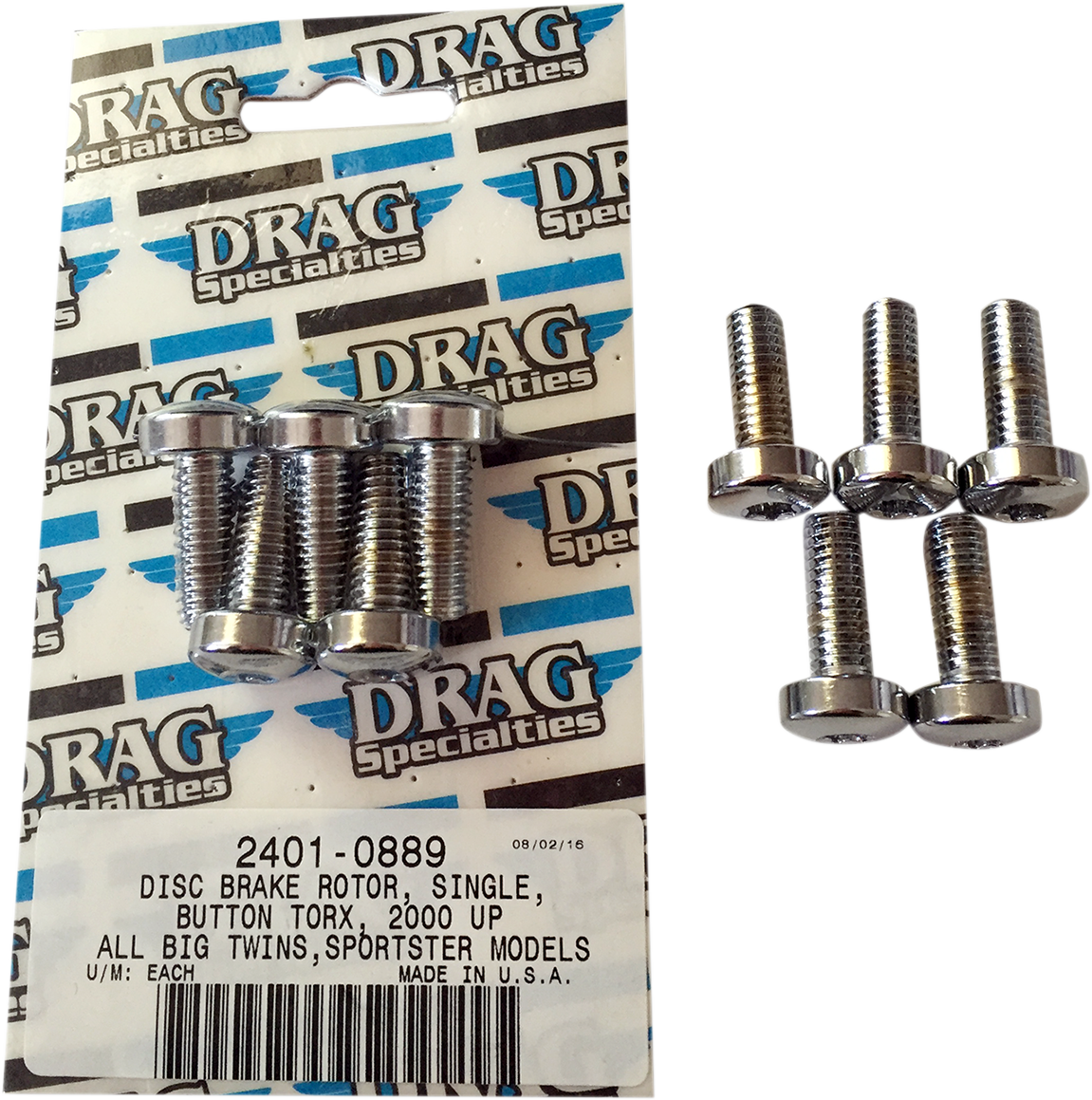 DRAG SPECIALTIES Mounting Kit - Rotor to Hub - Front - Chrome