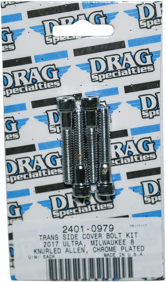 DRAG SPECIALTIES Bolt Kit - Transmission Side Cover - Knurled/Socket-Head - Chrome - M8
