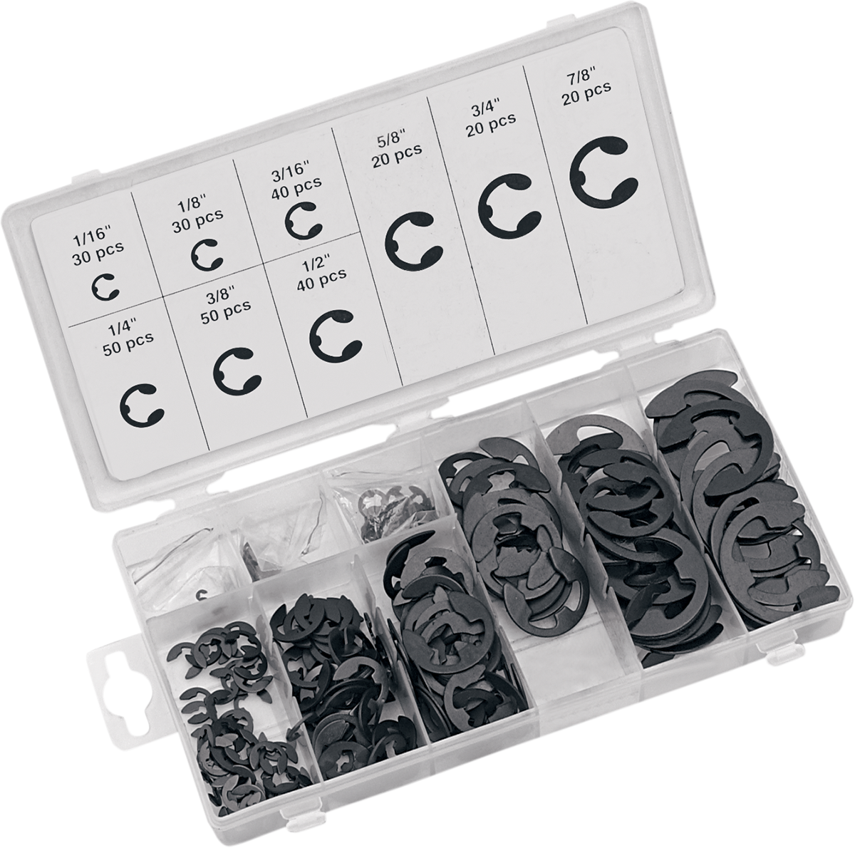 PERFORMANCE TOOL E-Clip Assortment - 300-Piece