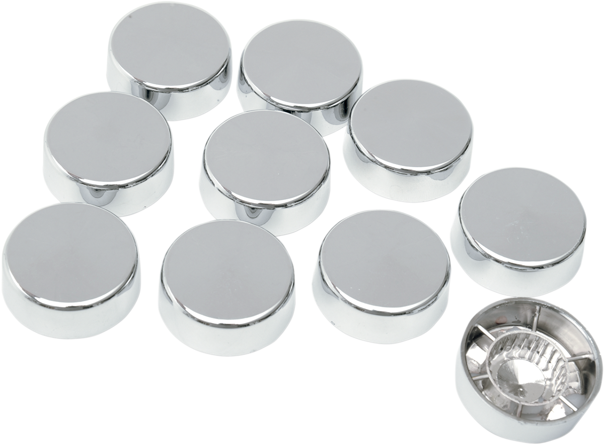 DRAG SPECIALTIES Bolt Covers with Washers - Hex - 5/8" - Chrome - 10 Pack