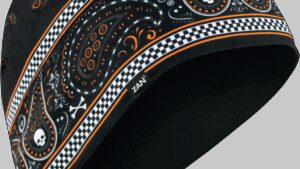 ZAN HEADGEAR SportFlex® Beanie - Black/Orange Classic Bandanna