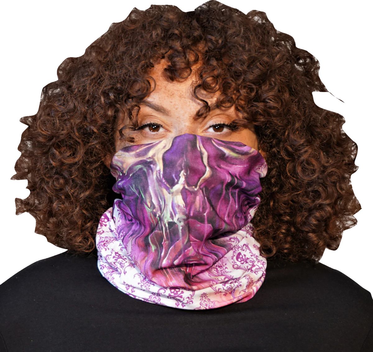 LETHAL THREAT Watercolor Skull Face Neck Scarf