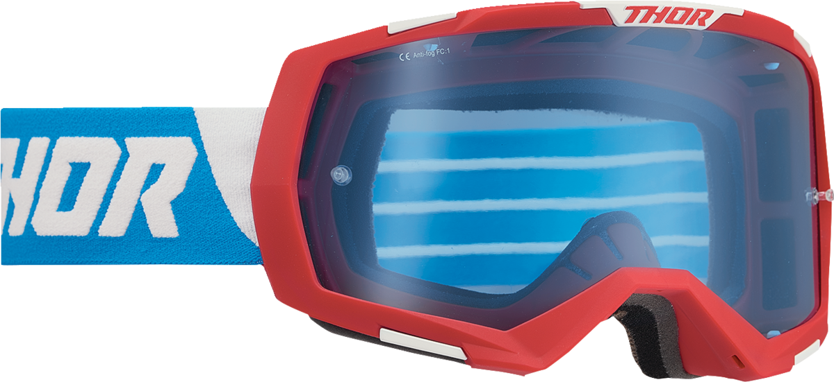 THOR Regiment Goggle - Red/White/Blue - Blue Lens