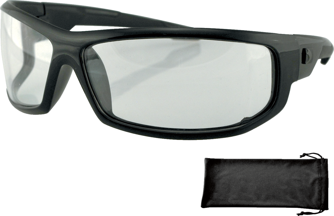 BOBSTER AXL Sunglasses - Gloss Black - Clear Lens
