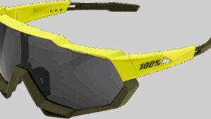 100% Speedtrap Sunglasses - Soft Tact Banana - Black Mirror Lens