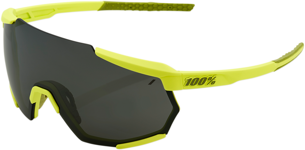 100% Racetrap Sunglasses - Soft Tact Banana - Black Mirror Lens