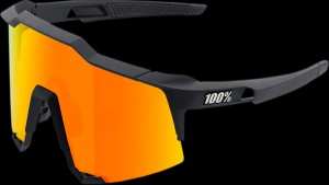 100% Speedcraft Sunglasses - Soft Tact Black - HiPER Red Multilayer Mirror Lens