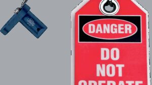 JIMS Flywheel Lock with Tag - Mighty Bite - Blue - Twin Cam