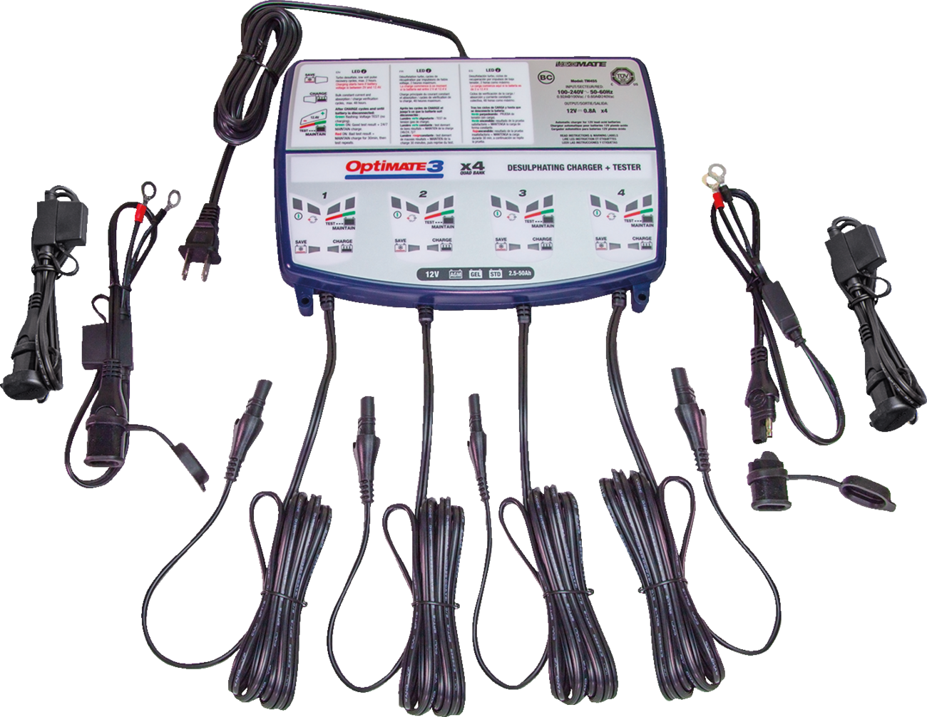 TECMATE Battery Charger/Maintainer - 4-Bank